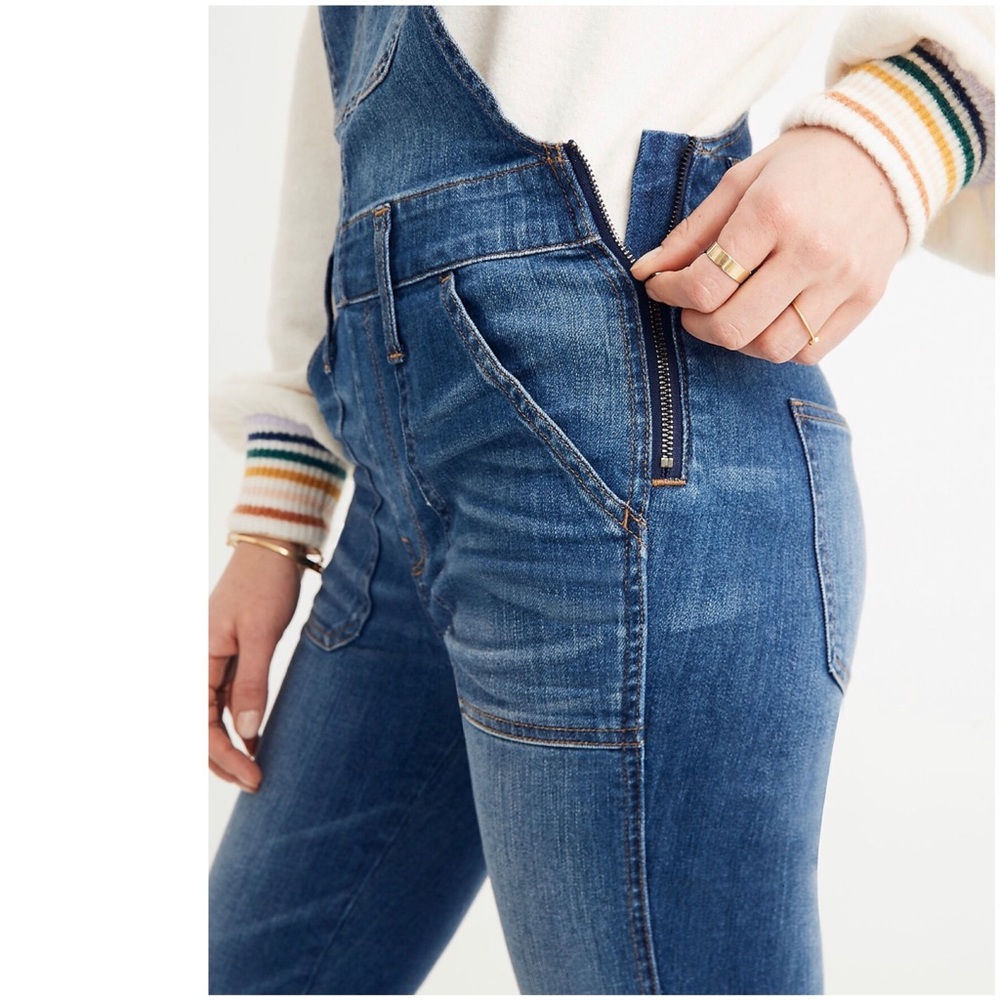 MADEWELL Skinny Overalls Jansing Medium Wash Denim Jean Zip Ankle New NWT Small - Picture 3 of 8